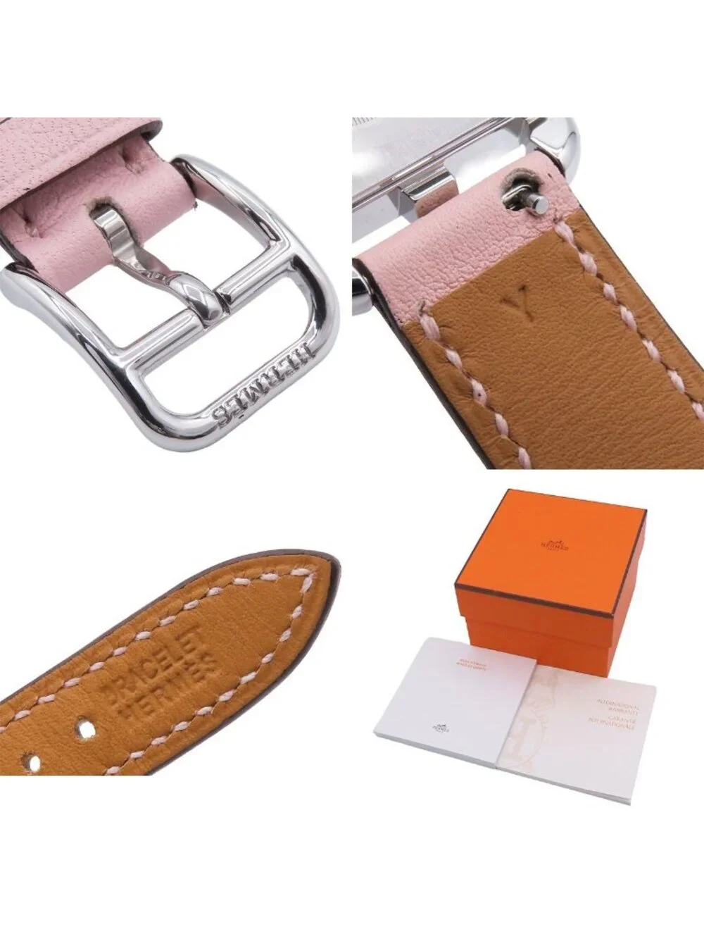 Hermes Cape Cod PM Mop Rose Sakura Stainless Steel Leather Diamond Pink